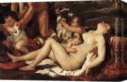 Nicolas Poussin Canvas Paintings - The Nurture of Bacchus [detail 1] by Nicolas Poussin